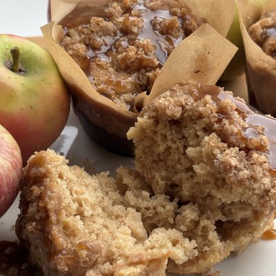 Sourdough Apple Muffins with Cinnamon Streusel  (4 Muffins)