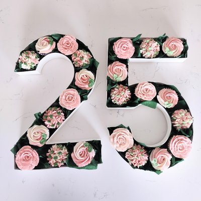 Flower Cupcakes In Number Or Letter Boxes