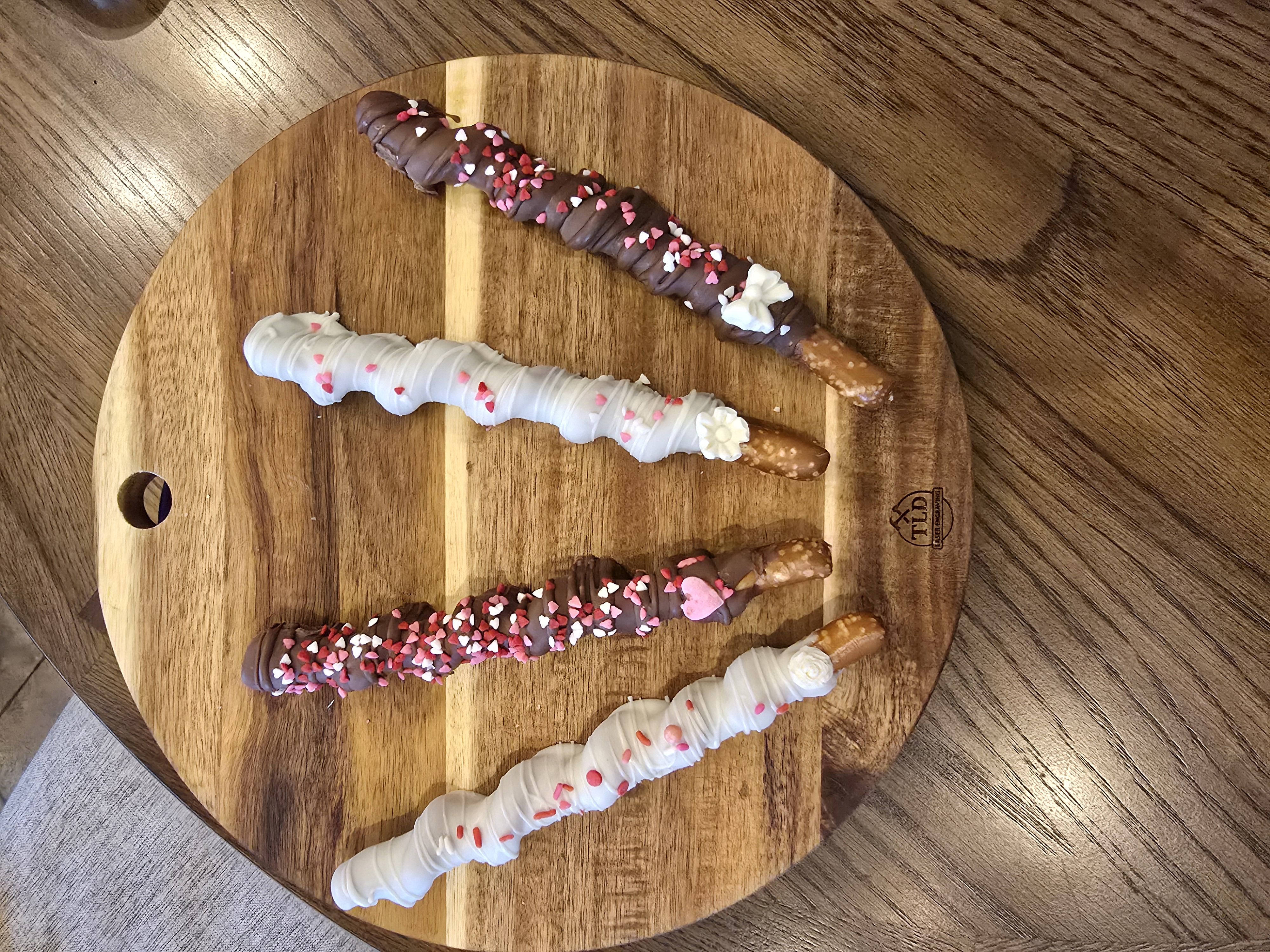 Caramel Wrapped Chocolate Pretzel Rods 