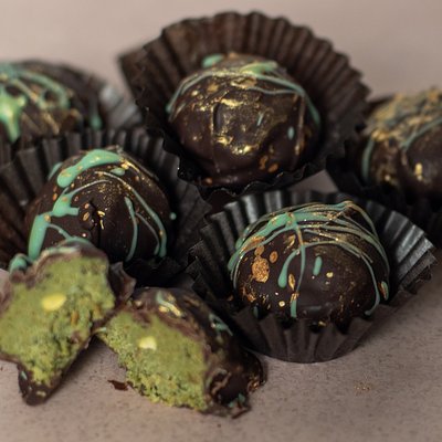 Dubai Chocolate Pistachio Truffles Candy Box of 12