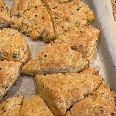 Cheddar Green Onion And Chili Crisp Scones (each)