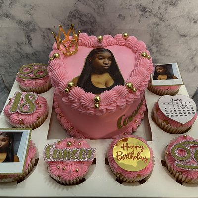Zodiac  Box #2, 6” Single Layer Cake With 5 Cup Cakes 