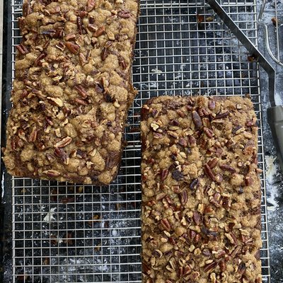 Sourdough Pecan Chocolate Chip Banana Bread W/ Cinnamon Streusel Topping FULL! 🍌