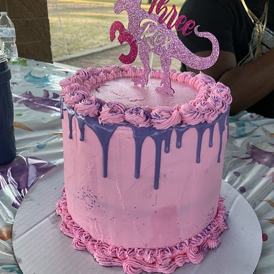 Pink Cake With Purple Drip