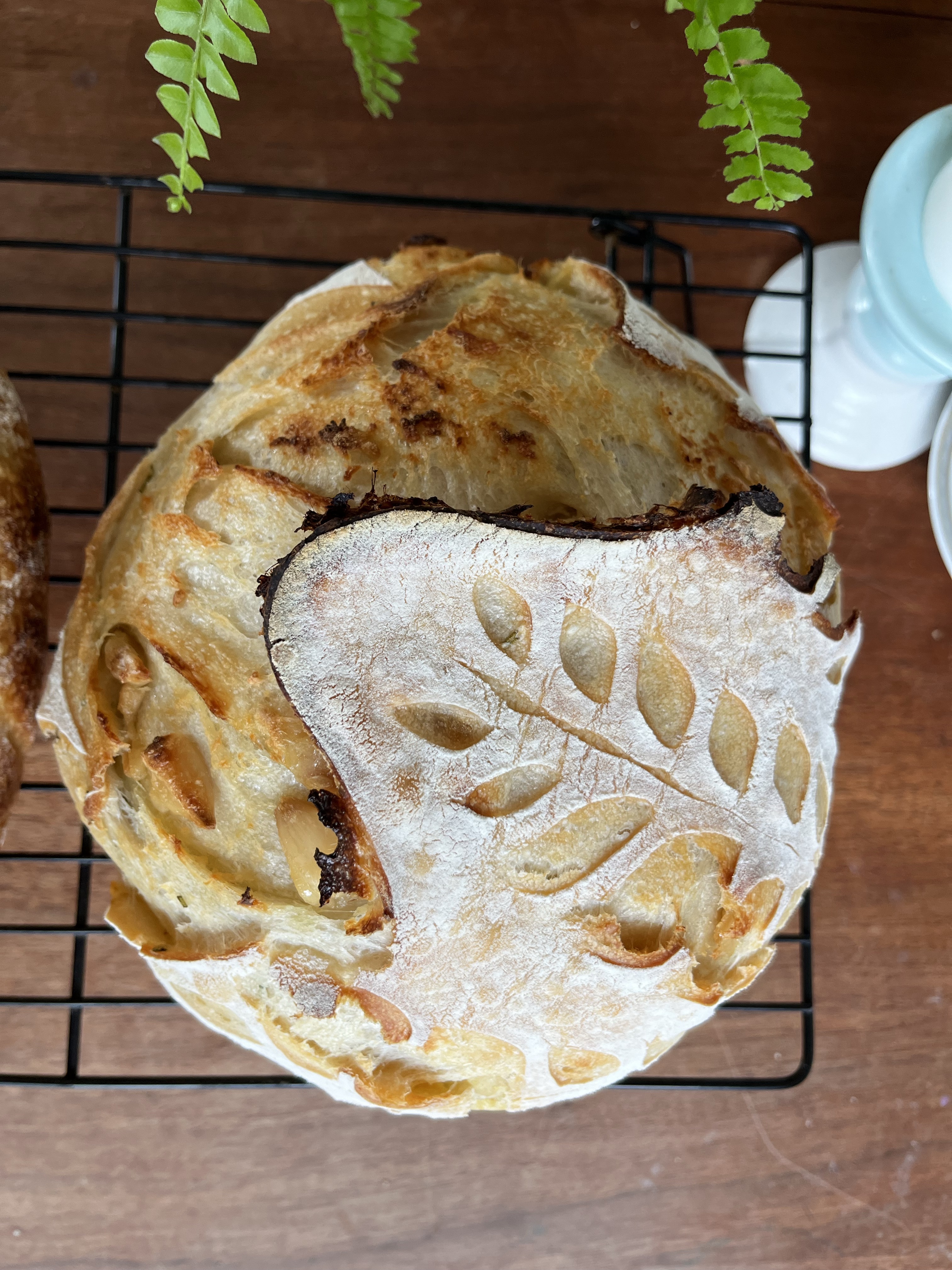 Roasted Garlic, Rosemary And Olive Oil Artisan Sourdough Loaf