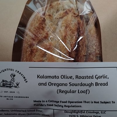 Sourdough Kalamata Olive, Garlic, And Oregano Bread (Regular Loaf)