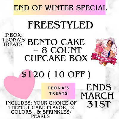 End Of Winter Bento Cake + Cupcake Special ❄️