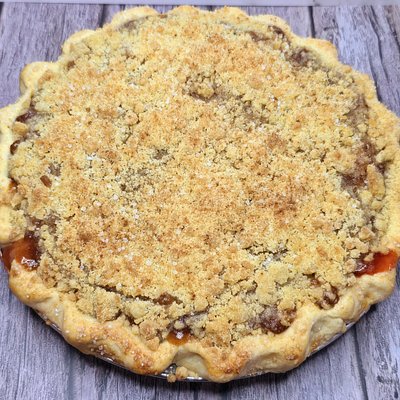 Strawberry Kissed Apple Crumble Pie 