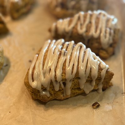Sourdough Organic Pumpkin Scones W/brown Butter Cinnamon Pumpkin Glaze (2 Pack) 