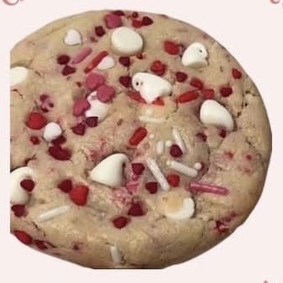 valentine's day feature - confetti white + milk chocolate chip cookie 