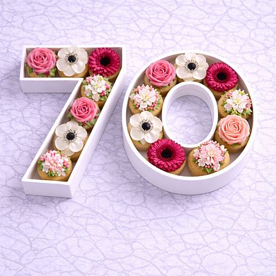 Custom Floral Cupcakes Double Number Box