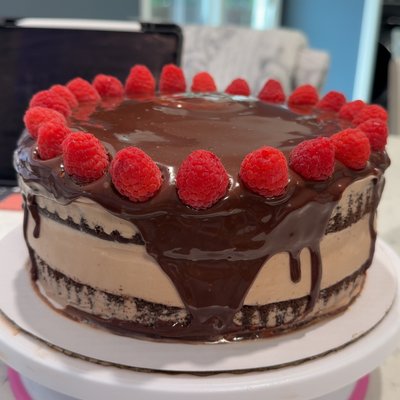 Chocolate Espresso Raspberry Cake