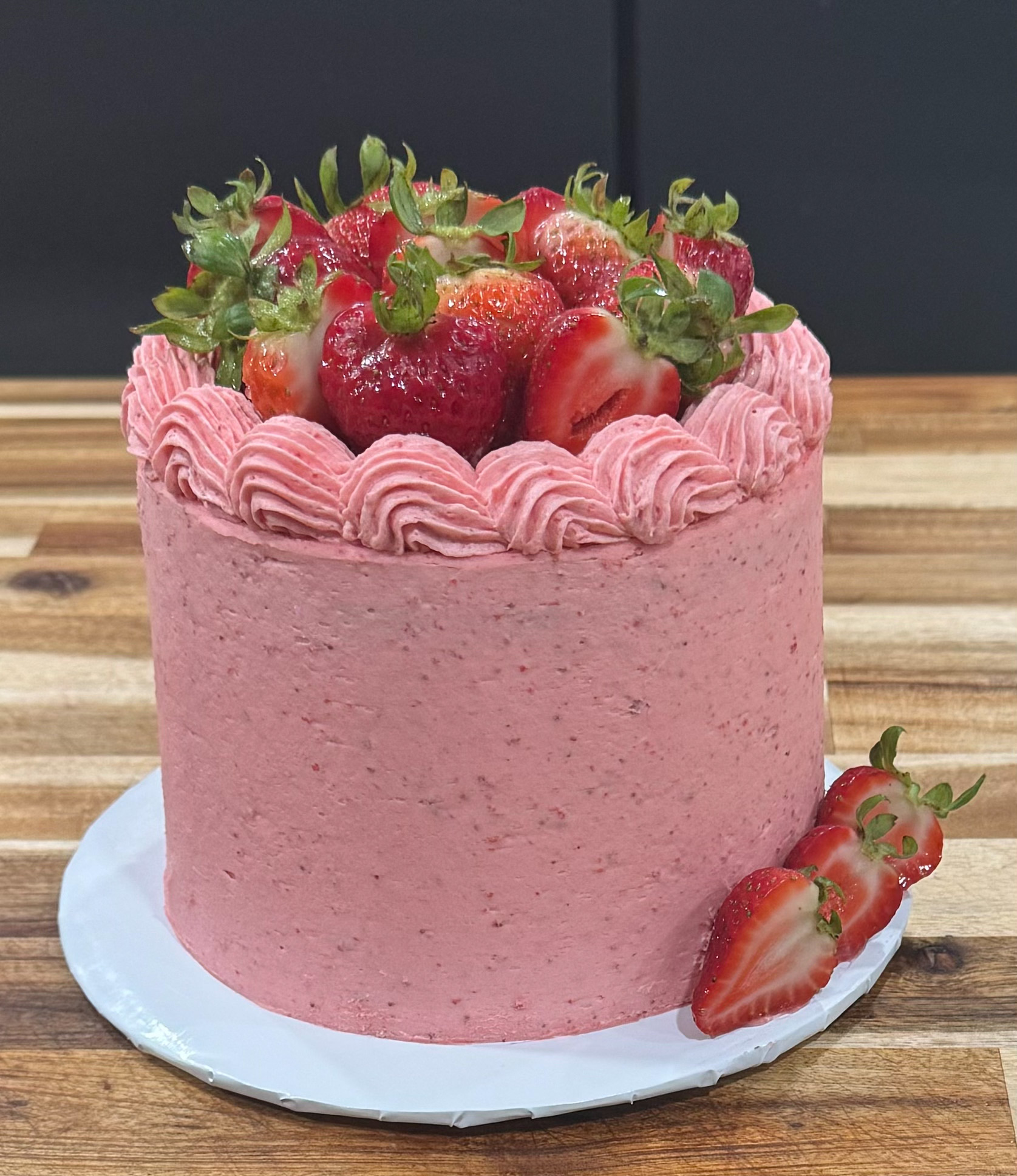 Strawberry 6 Inch, 3 layer Cake With Fresh Glazed Strawberries 
