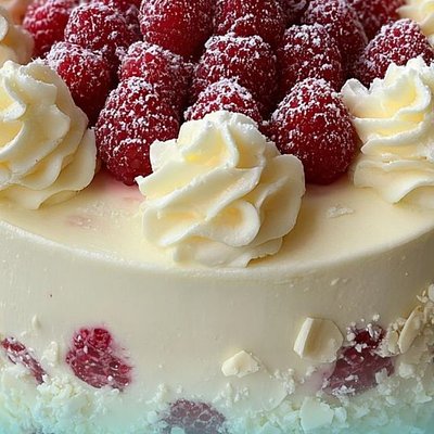 Vanilla Cake With Raspberry Filling And White Chocolate Frosting 