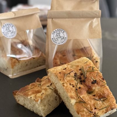 Garlic & Rosemary Focaccia Ind Slice 