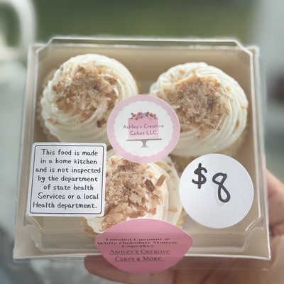 Coconut, White Chocolate Cupcakes 3ct  