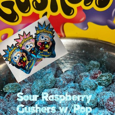 Sour Blue Raspberry Gushers with Pop Rocks 