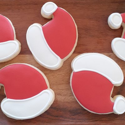 Santa Hat Iced Sugar Cookies