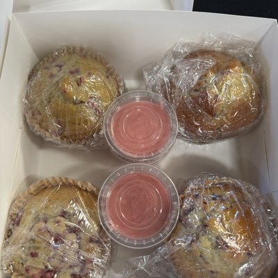 Sourdough Lemon raspberry Muffins (4 Per Box)