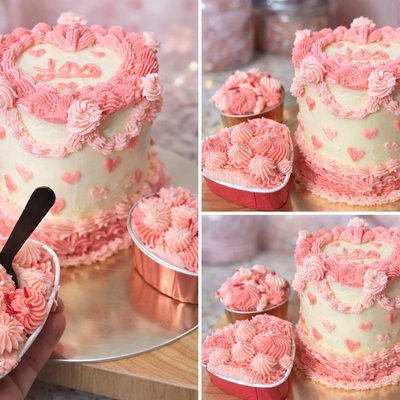 4” 5-Layer Vintage Heart Mini Cake