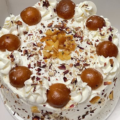 Eggless Gulab Jamun Cake