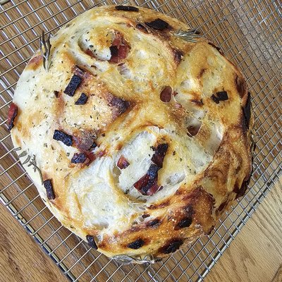 Italian Rosemary Salami Sourdough Boule Loaf