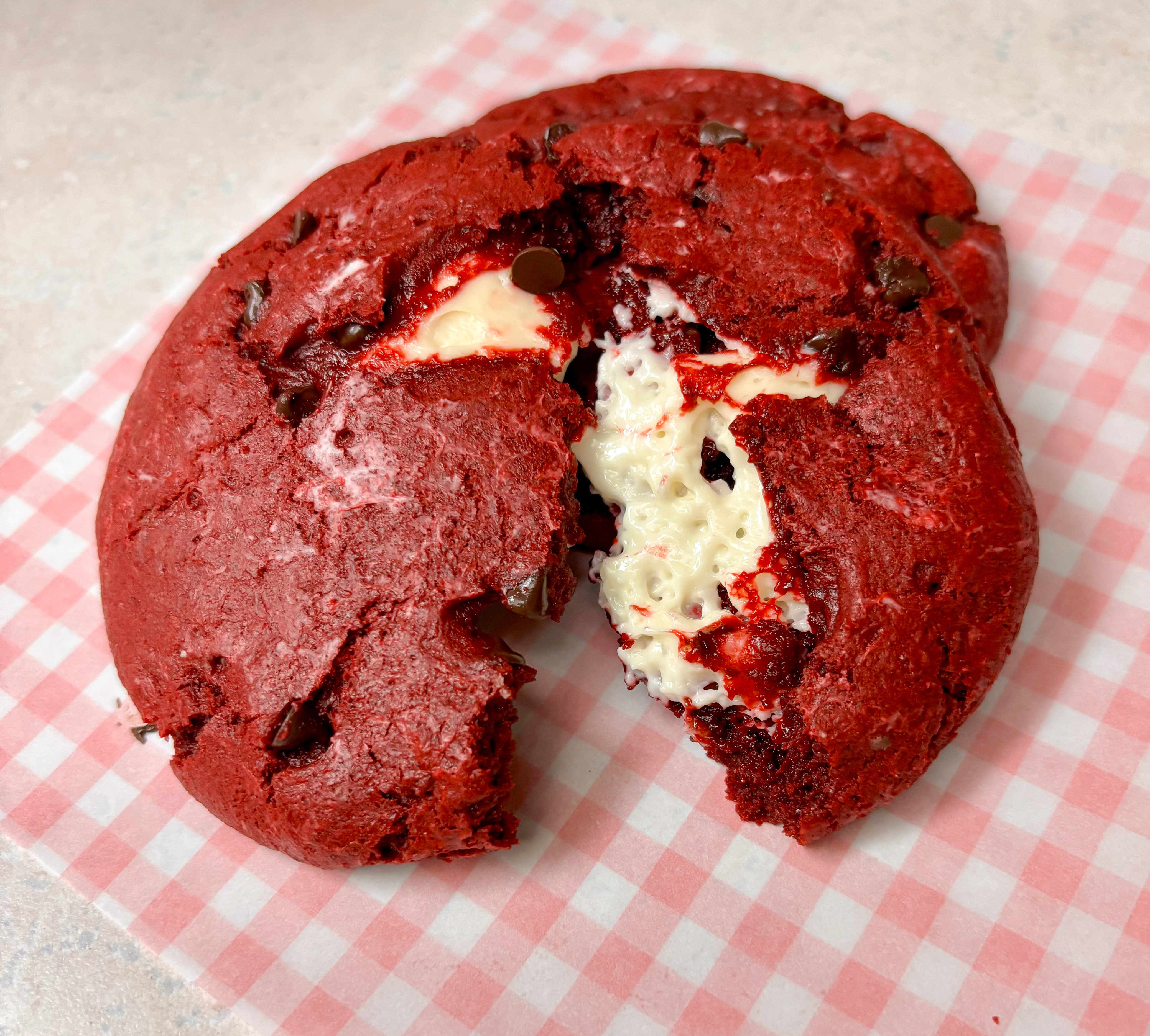 Cheesecake Stuffed Red Velvet Cookies - 3