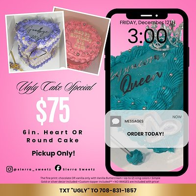 $75 “Ugly Cake” Special 