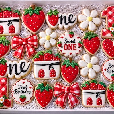 Strawberry Birthday Sugar cookie, your design