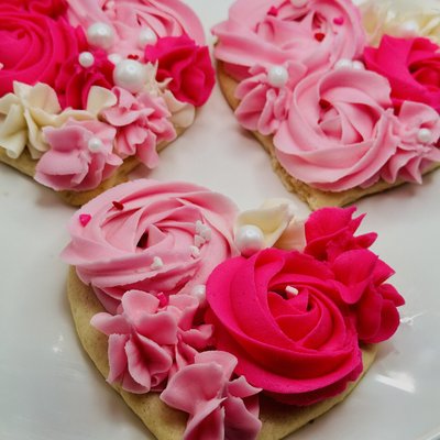 One Dozen Heart Shaped Sugar Cookies Decorated