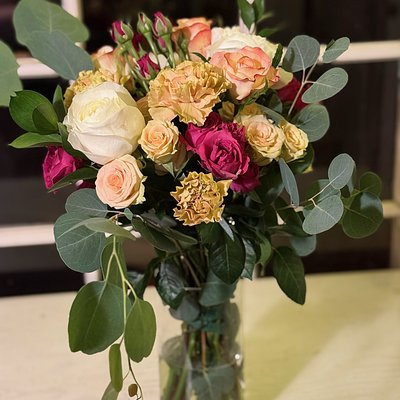 Peaches & Pink Mothers Day Bouquet By Elwood Flower Farm