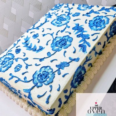 9x13 Single Layer Cake (Blue Willow China Pattern)