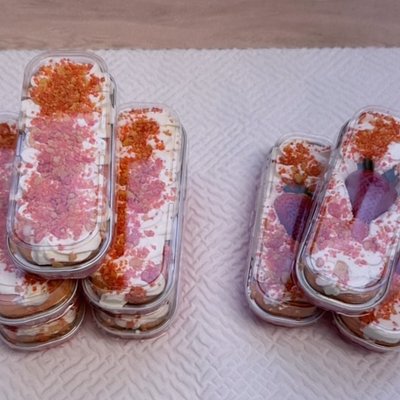 Mini Strawberry Tres Leches Cake With Strawberry Crumble 