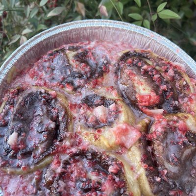 6 Strawberry Frosted Cinnamon Rolls 
