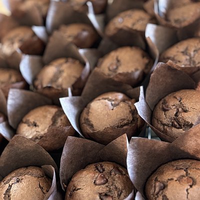 Double Chocolate Sourdough Muffins