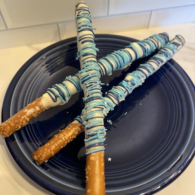 Edward Tulane White Chocolate Dipped Pretzel