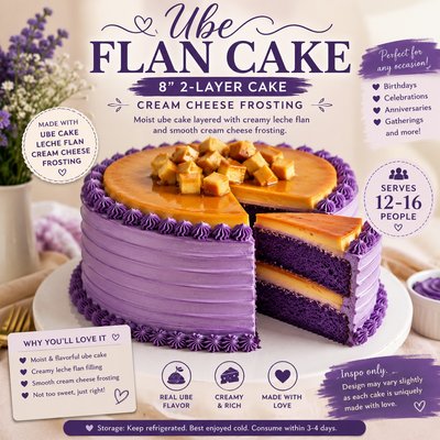 Ube With Flan 8”2 Layer