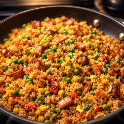 Chicken Fried Rice & Spring Rolls