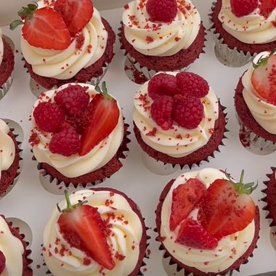 Dozen Red, White & Berries Cupcakes