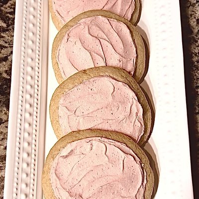 Bakery-Style Pink Frosted Sugar Cookies 