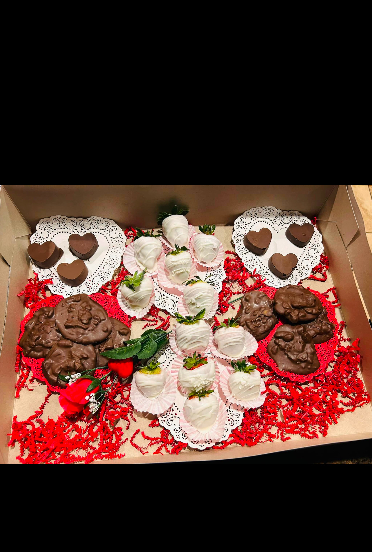 Chocolate Covered Strawberries 12 ct and 1 lb Pecan Clusters 