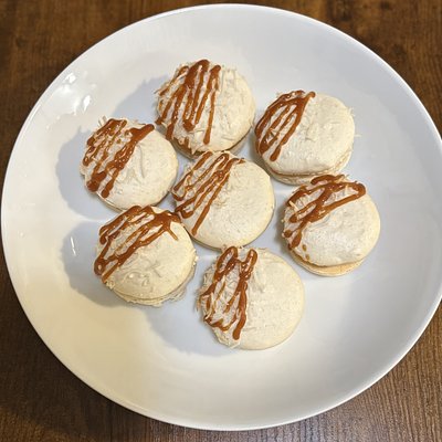 Salted Caramel Coconut Macarons 