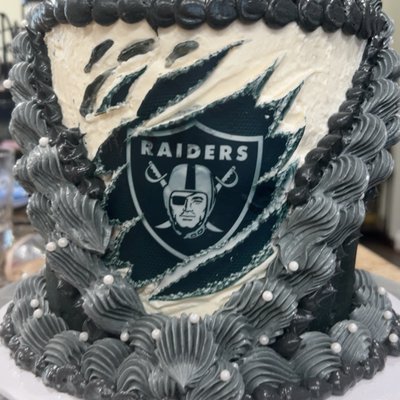 CUSTOM DESIGNED RAIDERS BIRTHDAY cake 