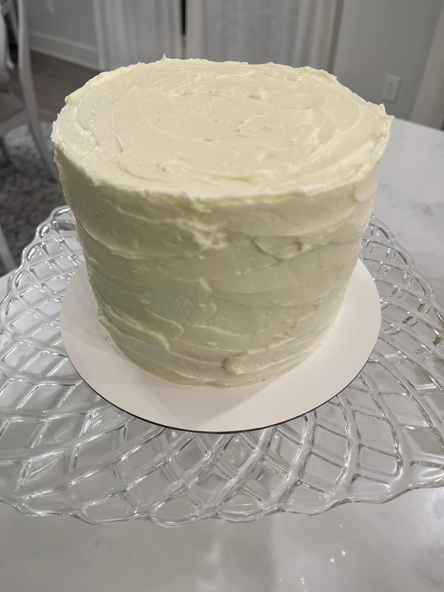 White Velvet Cake with Vanilla Buttercream 8”