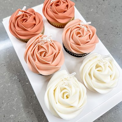Simple Swirl Rosette Cupcakes- Set Of 6