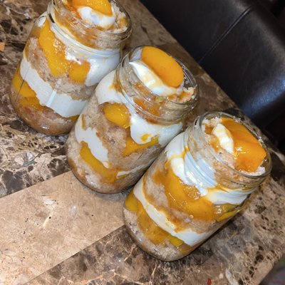 peach Cobbler Cheesecake Jar