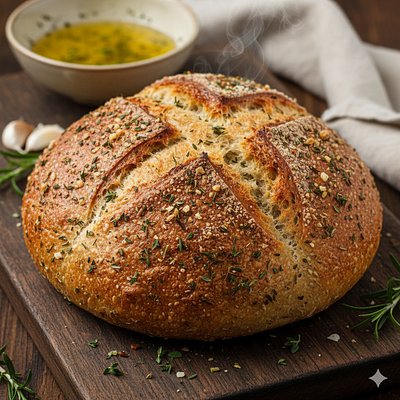Sourdough Roasted Garlic & Herb Organic Loaf