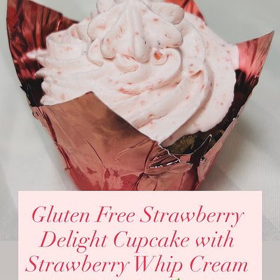 Gluten free strawberry delight with strawberry Whipped Cream Frosting 