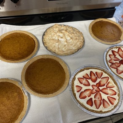 Holiday Pies (Sweet Potato, Pumpkin Pie, Lemon Meringue Pie) Etc 