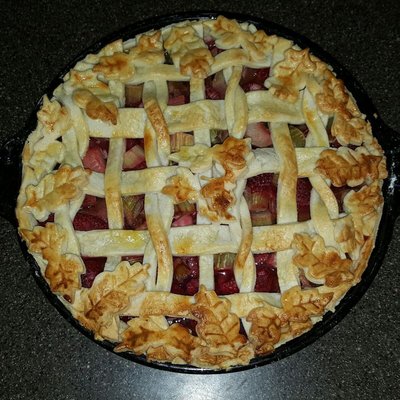 Seasonal Mint Raspberry Rhubarb Pie